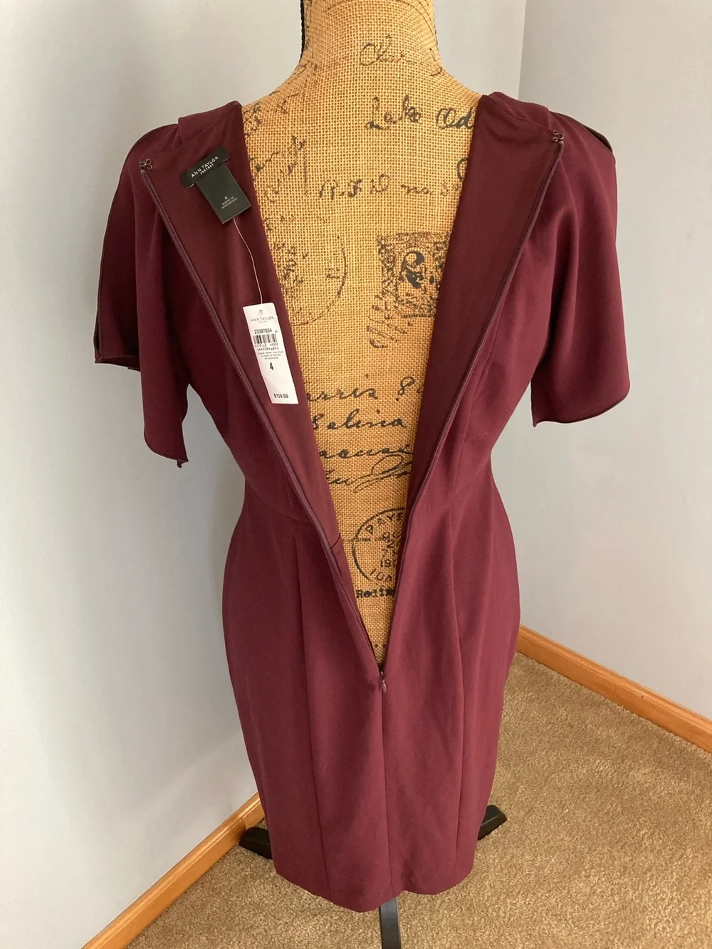 NWT Ann Taylor Wine V-Neck Midi Dress